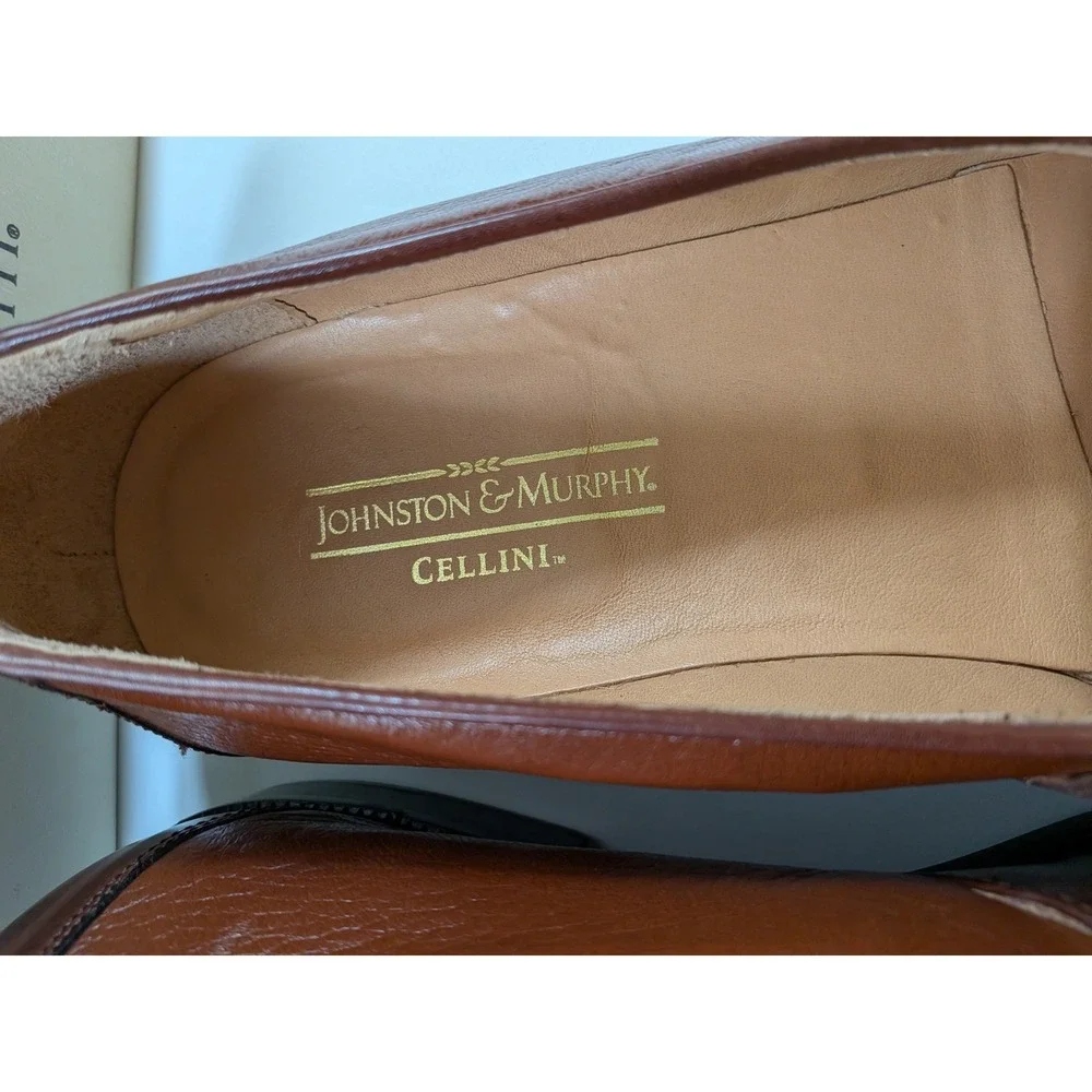 Johnston & Murphy Cellini Warwick Brown Leather Buckle Loafers Men's 8 M Italy